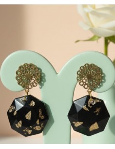 Pendientes facetados de acero con carbón CA1 2