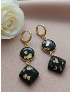 Pendientes facetados de acero con carbón largos