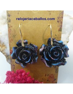 Pendientes con rosa de carbón reestructurado