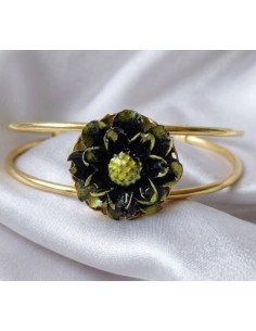 Brazalete con Dalia Negra de Carbón