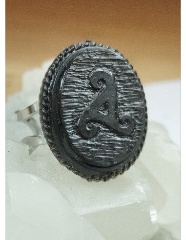 Anillo Trisquel de Carbón Au14