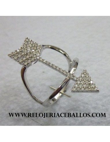 Sortija Flecha de Plata y Circonitas 641-0135