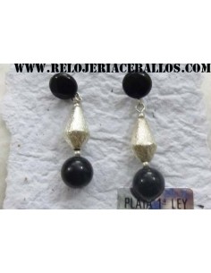 pendiente de azabache y plata PA7