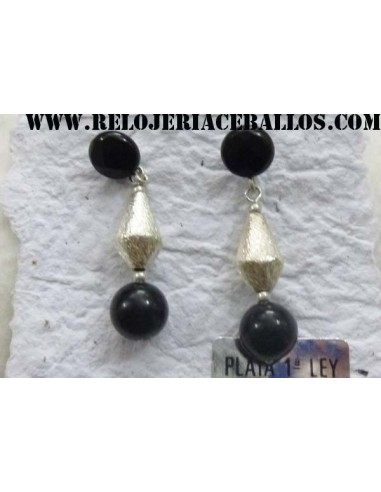 pendiente de azabache y plata PA7