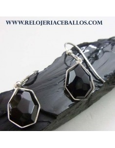 pendiente de azabache y plata T130116