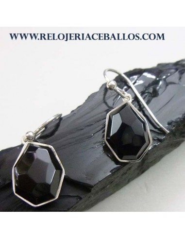pendiente de azabache y plata T130116