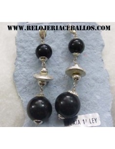 pendiente de azabache y plata  PA4