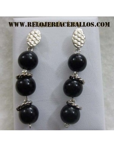 pendiente de azabache y plata  AZ1
