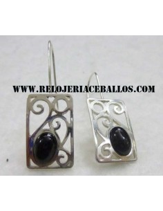 pendiente de azabache y plata  H14463