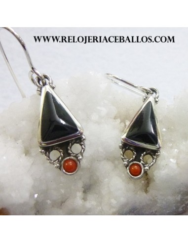 pendiente de azabache y plata  F140