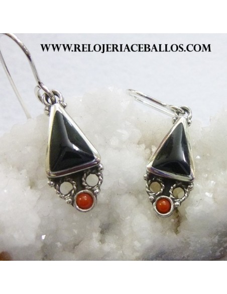 pendiente de azabache y plata  F140