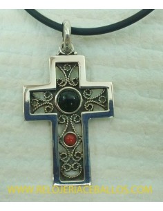 Cruz de plata con Azabache ref K20P