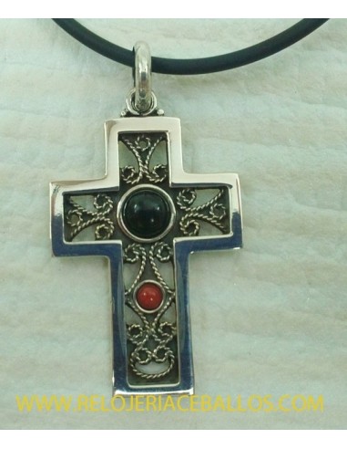 Cruz de plata con Azabache ref K20P