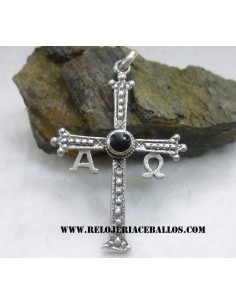 Cruz de la victoria con azabache y plata N26