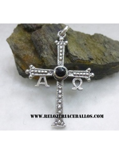 Cruz de la victoria con azabache y plata N26