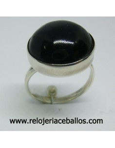Anillo de plata de ley con azabache ref AN-700