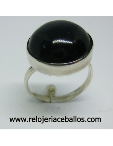 Anillo de plata de ley con azabache ref AN-700