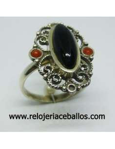 Azabache anillo de plata ref A-53