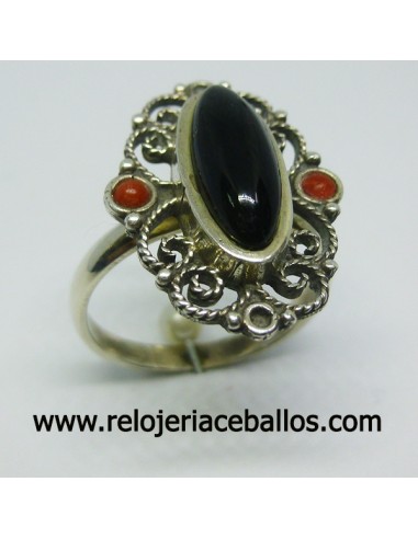 Azabache anillo de plata ref A-53