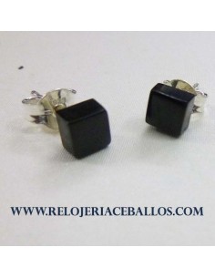 Pendiente de azabache y plata A04064