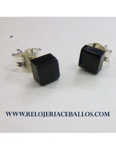 Pendiente de azabache y plata A04064