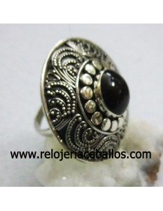 Azabache y sortija de plata con filigrana ref 640-0037