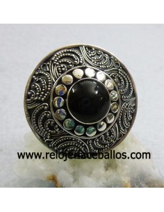 Azabache y sortija de plata con filigrana ref 640-0037 2