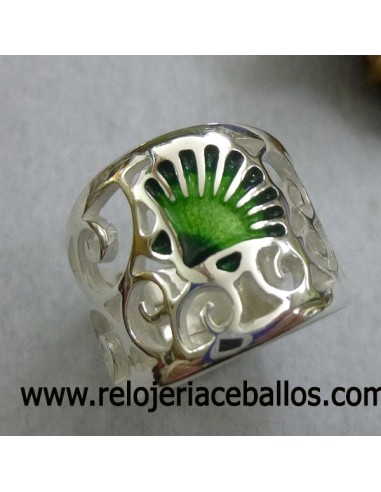 Anillo Plata y esmalte con concha del Camino de Santiago refT11105