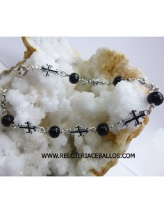 Pulsera con Cruces y bolas de Azabache CRAZ