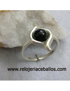 Anillo de plata con azabache ref AZP11