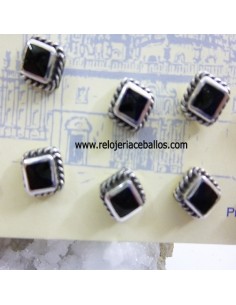 Pendientes de plata con azabache ref PKAZ