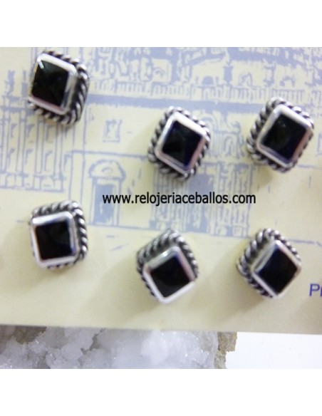 Pendientes de plata con azabache ref PKAZ