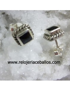 Pendientes de plata con azabache ref PKAZ 2