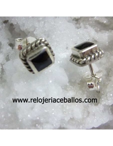 Pendientes de plata con azabache ref PKAZ