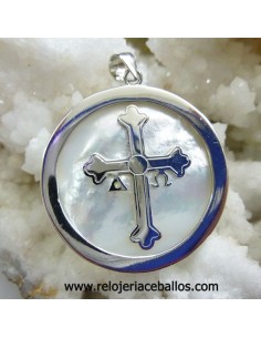 Cruz de la Victoria en plata sobre nácar ref 78656