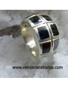 Sortija de plata con azabache ref  A-9
