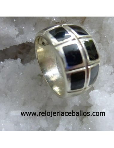 Sortija de plata con azabache ref  A-9