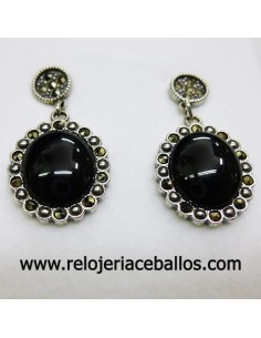 Pendientes de plata con azabache ref R693