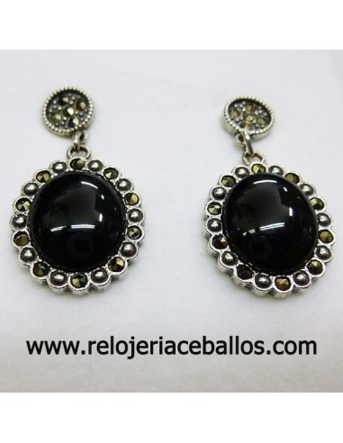 Pendientes de plata con azabache ref R693