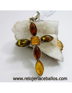 Cruz de plata con ámbar ref AMB9