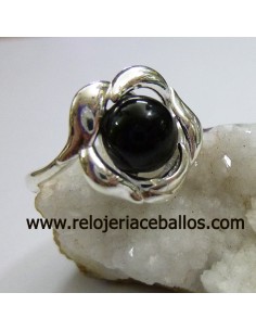 Anillo de plata  y azabache ref AZ21