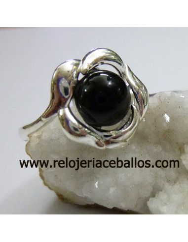 Anillo de plata  y azabache ref AZ21