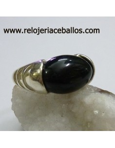Anillo de plata  y azabache ref AZR20
