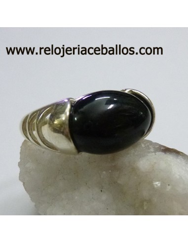 Anillo de plata  y azabache ref AZR20