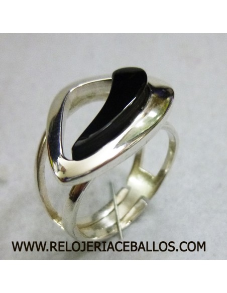 Anillo de plata  y azabache T11711