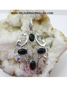 Colgante de plata con azabache F02209