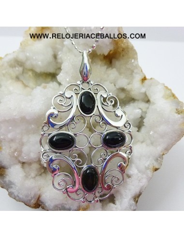 Colgante de plata con azabache F02209
