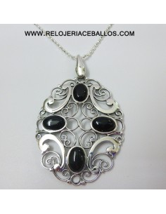 Colgante de plata con azabache F02209 2