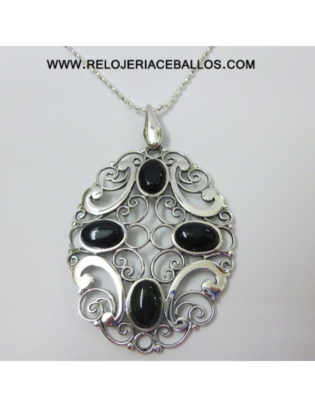 Colgante de plata con azabache F02209