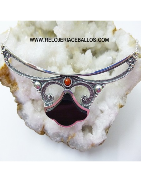 Gargantilla de plata con Azabache T215021